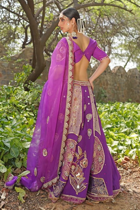 Soniya G Royal Purple Silk Blend Lehenga Set 