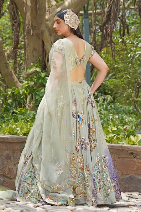 Soniya G Pastel Blue Threadwork Lehenga Set 