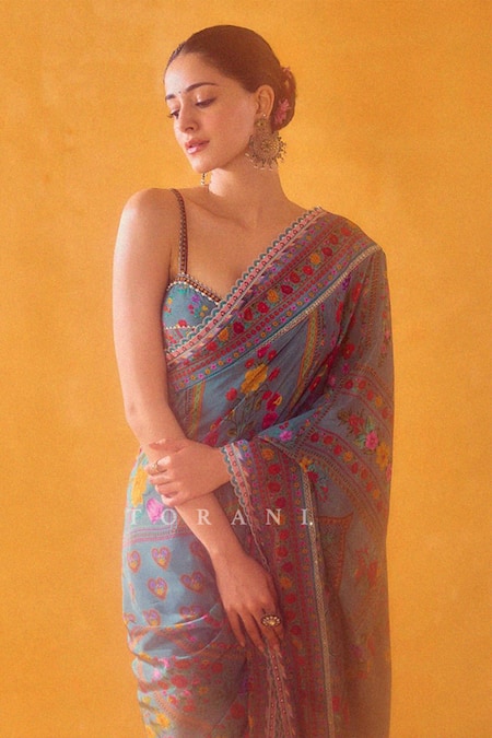 Shop Torani Purple Jersey Embroidery V-neck Dil Nawaz Nasreen Zarqa Saree Set Online at Aza Fashions Shop_Torani_Purple Jersey Embroidery V-neck Dil Nawaz Nasreen Zarqa Saree Set_Online_at_Aza_Fashions