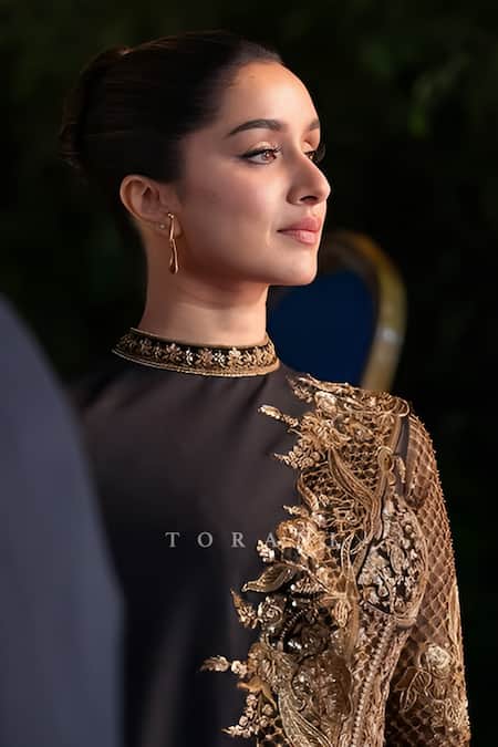 Torani_Black Embroidery High Neck Siyaahi Aadhira Corset Set _Online_at_Aza_Fashions