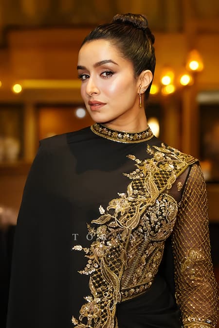 Torani_Black Embroidery High Neck Siyaahi Aadhira Corset Set _at_Aza_Fashions