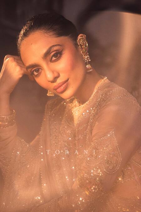 Torani_Green Jersey, Brocade, Silk, Tissue Zari, Talai Jahaanaara Khada Kurta Set_Online_at_Aza_Fashions