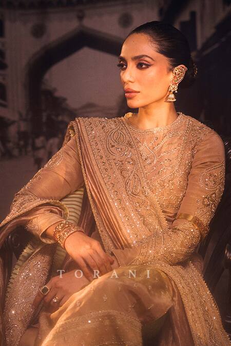 Shop_Torani_Green Jersey, Brocade, Silk, Tissue Zari, Talai Jahaanaara Khada Kurta Set