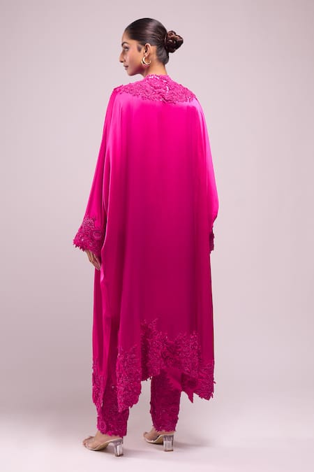 Anamika Khanna Fuchsia Embroidered Kaftan & Pant Set 