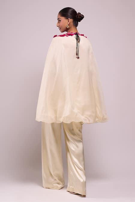 Anamika Khanna Ivory Embroidered Cape & Pant Set 