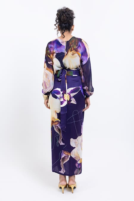 Pop Sugar Floral Print Vegan Silk Skirt 