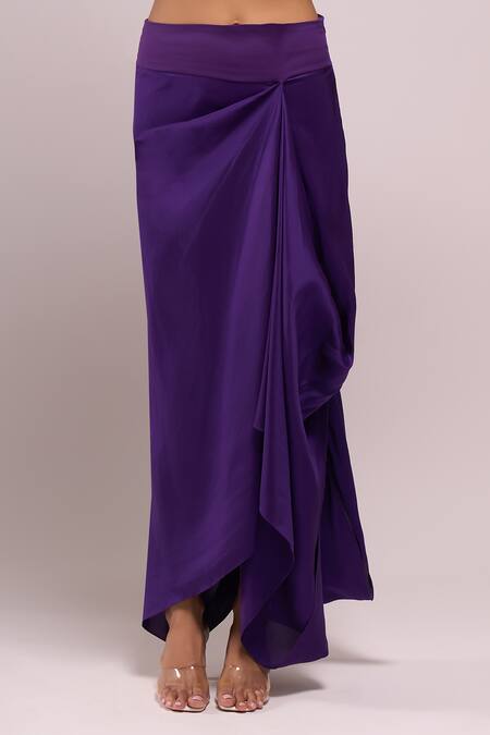 Shop_Anamika Khanna_Purple Embroidery Round , Open Draped Skirt And Top With Jacket _Online_at_Aza_Fashions