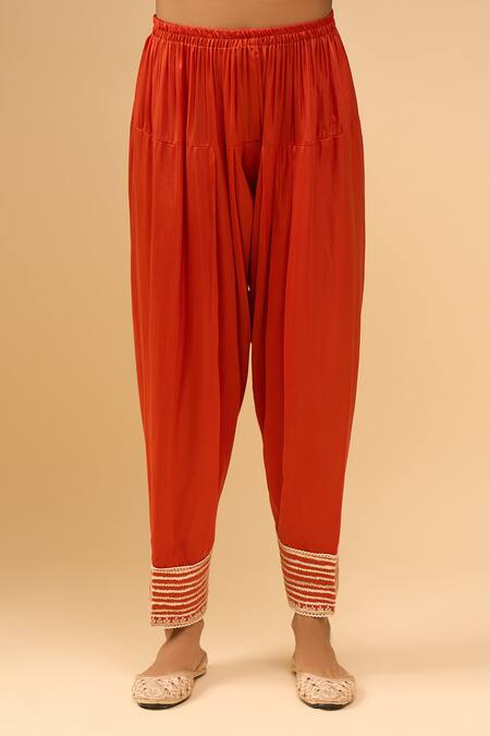 Shop Sheetal Batra Orange Cotton Embroidery V-neck Burnt Anarkali Salwar Set Online at Aza Fashions Shop_Sheetal Batra_Orange Cotton Embroidery V-neck Burnt Anarkali Salwar Set _Online_at_Aza_Fashions