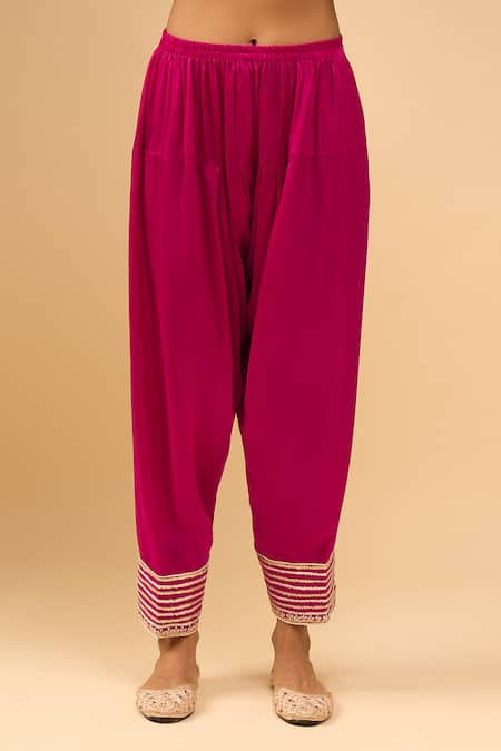 Sheetal Batra_Pink Sequins, Embroidery V-neck Short Anarkali Salwar Set _at_Aza_Fashions