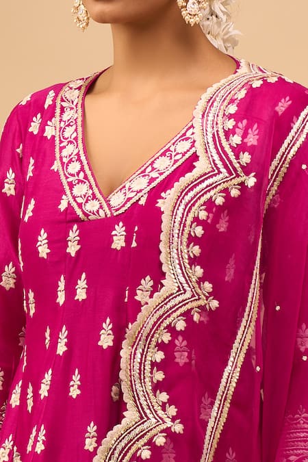 Buy_Sheetal Batra_Pink Sequins, Embroidery V-neck Short Anarkali Salwar Set 