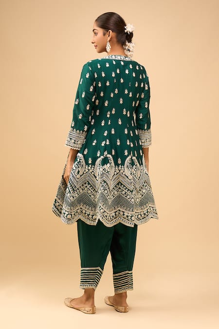 Sheetal Batra Emerald Green Anarkali Salwar Set 