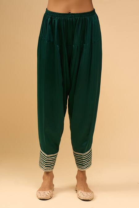 Shop_Sheetal Batra_Emerald Green Embroidery, Sequins V-neck Anarkali Salwar Set _Online_at_Aza_Fashions