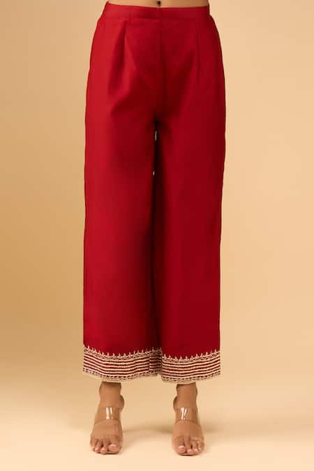 Sheetal Batra_Red Embroidery Round Neck Choga With Salwar _Online_at_Aza_Fashions