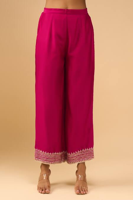 Sheetal Batra_Pink Embroidery Round Neck Hot Choga With Salwar _Online_at_Aza_Fashions