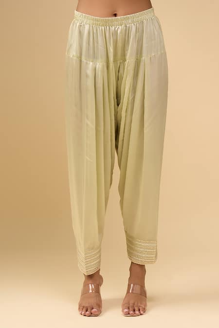 Sheetal Batra Green Embroidery Round Neck Mint Choga With Salwar Online at Aza Fashions Sheetal Batra_Green Embroidery Round Neck Mint Choga With Salwar _Online_at_Aza_Fashions