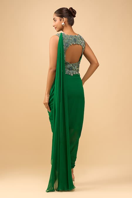 Anamika Khanna Emerald Embroidered Skirt Set 