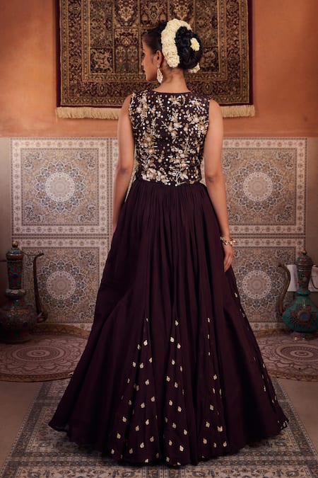 Kapda Dori Designer Brown Lehenga Set with Waist Coat 