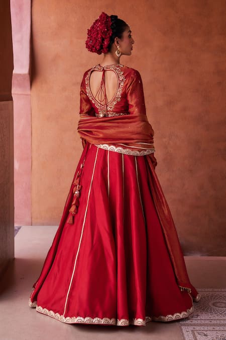 Kapda Dori Maroon Embroidered Lehenga Set 