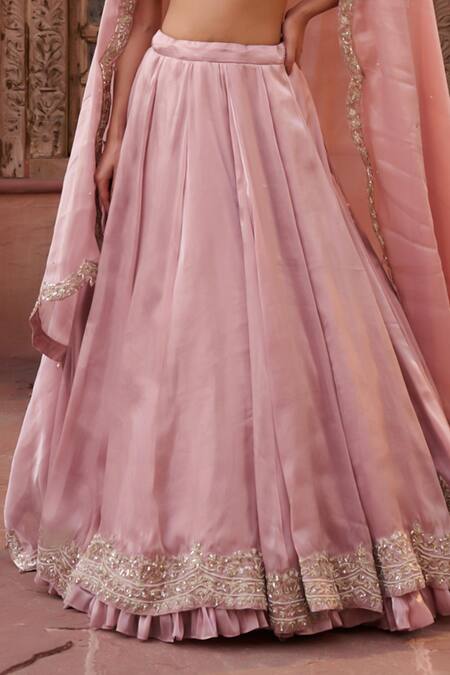 Kapda Dori_Blush Zari, Sequins, Pearls Round Neck Pink Embellished Lehenga Set _Online_at_Aza_Fashions