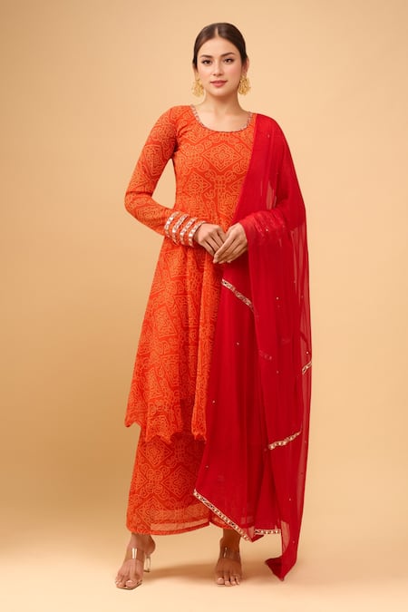 Naintara Bajaj Embroidered Bandhani Anarkali Set 