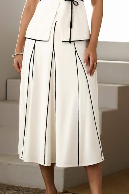 Buy Label Deepika Nagpal Ivory Crepe High Neck Loretta Co-ord Set Buy_Label Deepika Nagpal_Ivory Crepe High Neck Loretta Co-ord Set