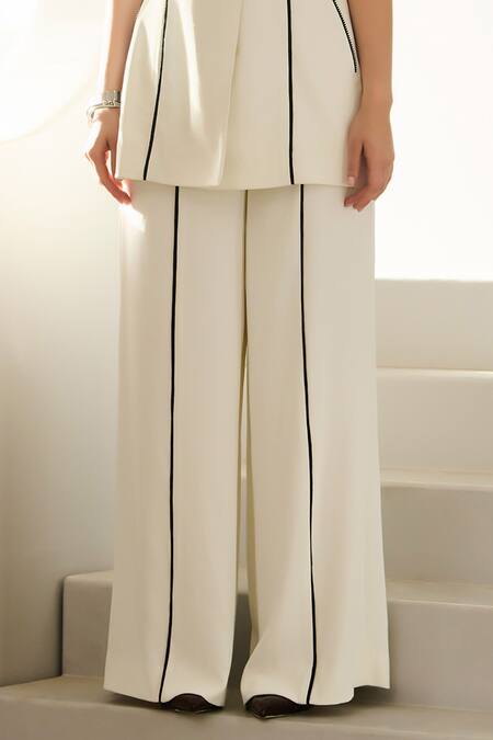 Label Deepika Nagpal Ivory Crepe Riviera Co-ord Set Online at Aza Fashions Label Deepika Nagpal_Ivory Crepe Riviera Co-ord Set_Online_at_Aza_Fashions