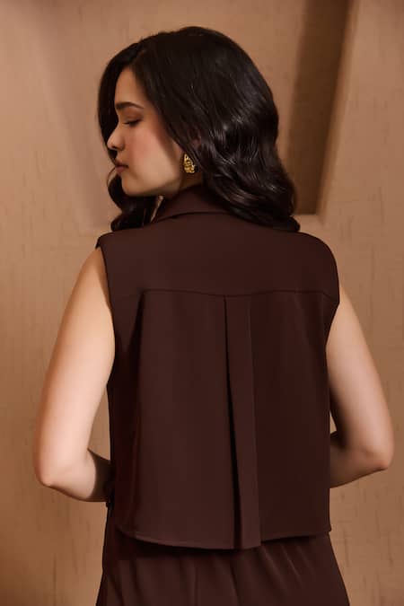 Label Deepika Nagpal Brown Crepe Juliana Co-ord Set 