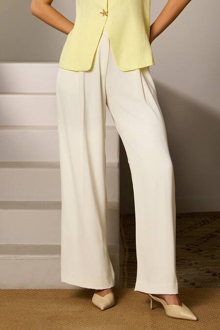 Buy Label Deepika Nagpal Yellow Crepe Round Neck Esme Co-ord Set Online at Aza Fashions Buy_Label Deepika Nagpal_Yellow Crepe Round Neck Esme Co-ord Set _Online_at_Aza_Fashions