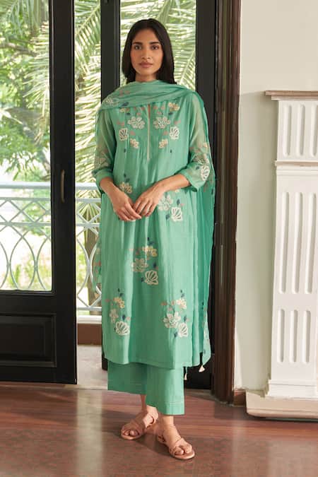 Vaayu Mint Floral Kurta Set 