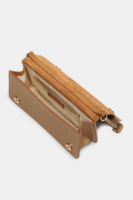 Ritu Kumar_Brown Designer Leather Handbag _Online_at_Aza_Fashions