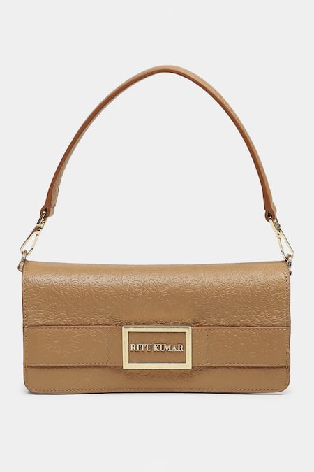 Ritu Kumar Designer Brown Leather Handbag 