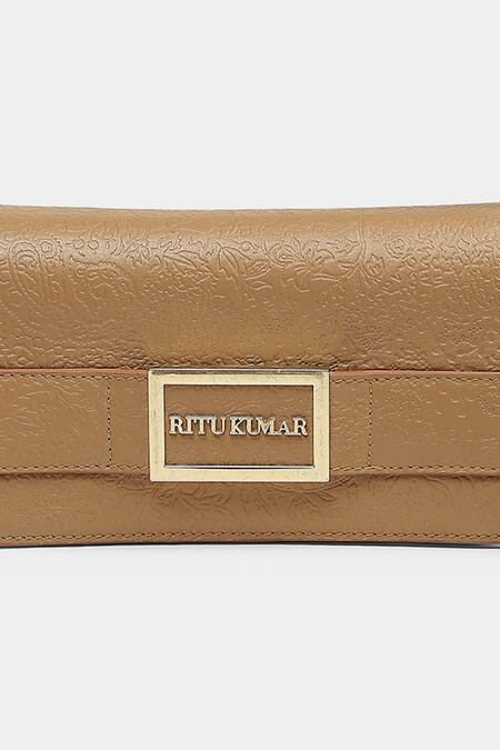 Shop_Ritu Kumar_Brown Designer Leather Handbag _Online_at_Aza_Fashions
