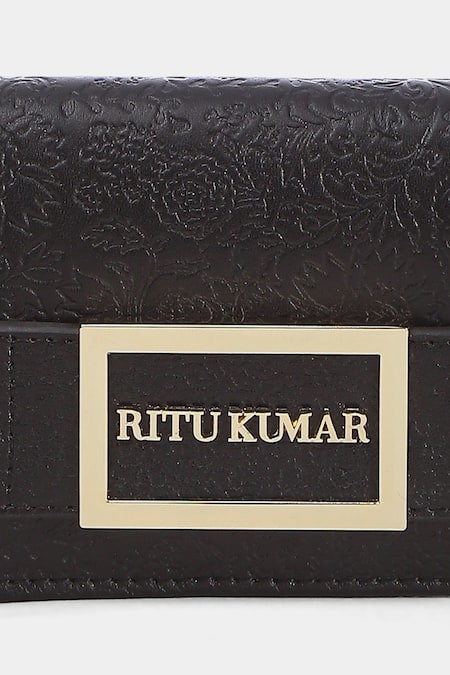Ritu Kumar_Black Designer Leather Wallet _Online_at_Aza_Fashions