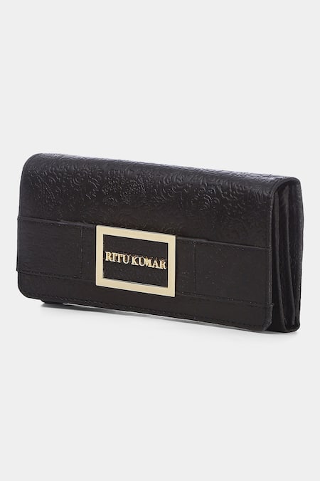 Buy_Ritu Kumar_Black Designer Leather Wallet _Online_at_Aza_Fashions