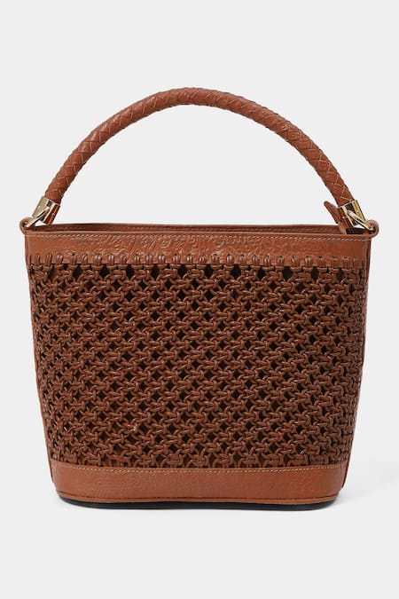 Ritu Kumar_Brown Designer Weave Handbag _Online_at_Aza_Fashions