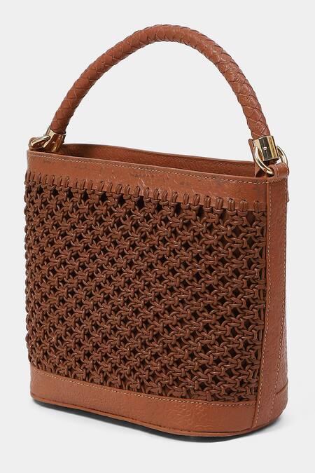 Buy_Ritu Kumar_Brown Designer Weave Handbag _Online_at_Aza_Fashions