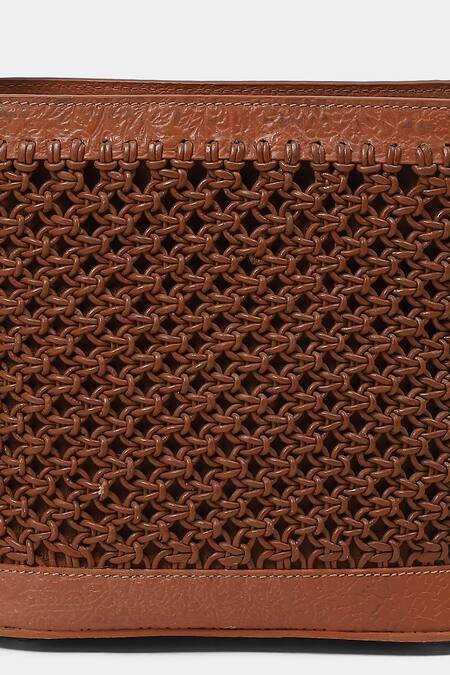 Shop_Ritu Kumar_Brown Designer Weave Handbag _Online_at_Aza_Fashions