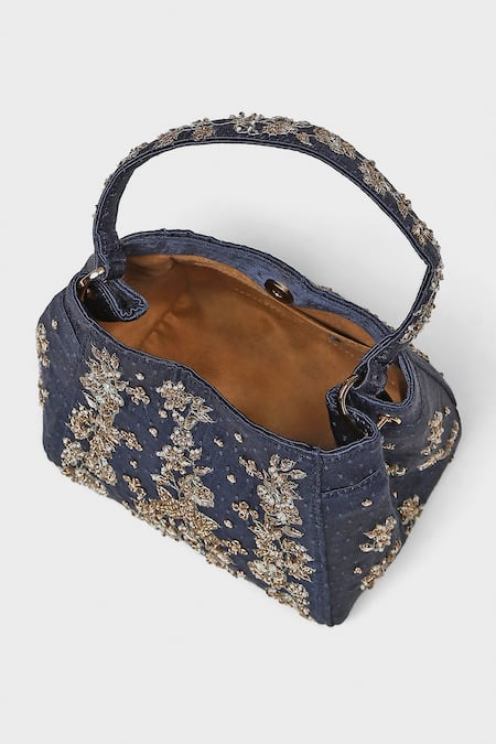 RI.Ritu Kumar Blue Embroidery Designer Handbag Online at Aza Fashions RI.Ritu Kumar_Blue Embroidery Designer Handbag _Online_at_Aza_Fashions