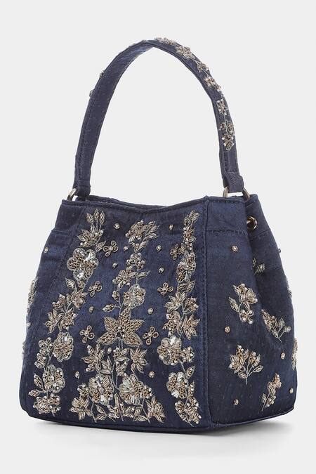 Buy RI.Ritu Kumar Blue Embroidery Designer Handbag Online at Aza Fashions Buy_RI.Ritu Kumar_Blue Embroidery Designer Handbag _Online_at_Aza_Fashions