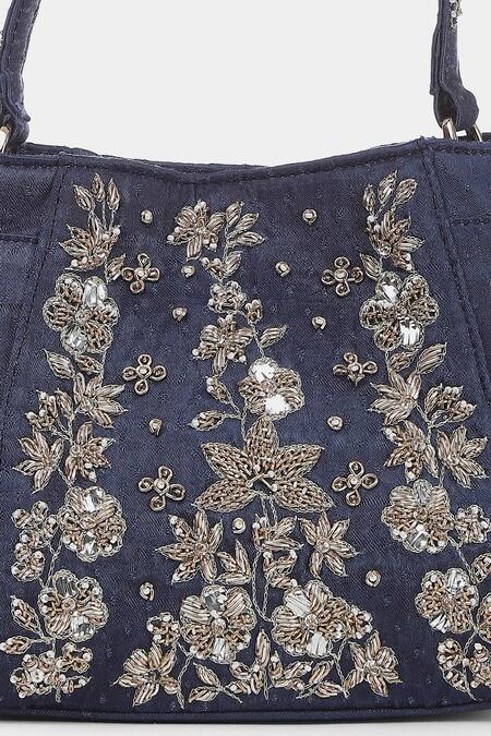 Shop RI.Ritu Kumar Blue Embroidery Designer Handbag Online at Aza Fashions Shop_RI.Ritu Kumar_Blue Embroidery Designer Handbag _Online_at_Aza_Fashions