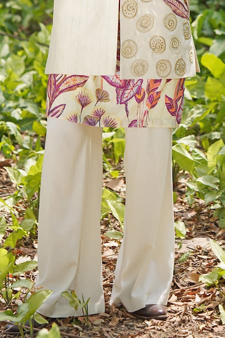 Soniya G_Ivory Silk, Cotton Digital Print Kurta Set _Online_at_Aza_Fashions