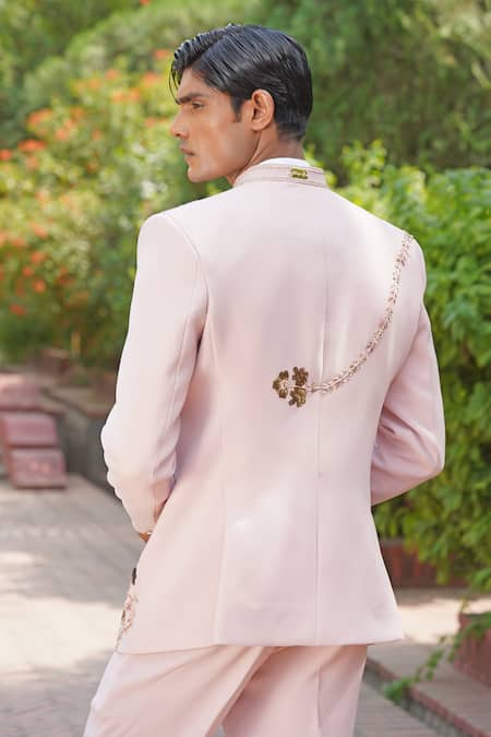Soniya G_Blush Polyester, Viscose Embroidery Pink Designer Sherwani Set _at_Aza_Fashions