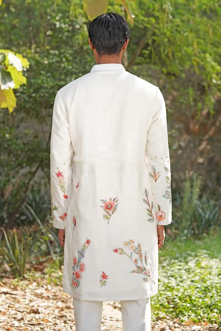 Soniya G Ivory Floral Embroidered Kurta & Pant Set 