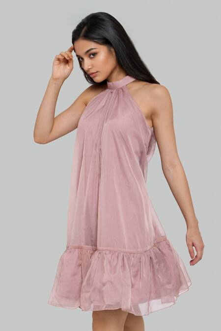 Shop_Emblaze_Mauve Organza Halter Neck Designer Dress _Online_at_Aza_Fashions