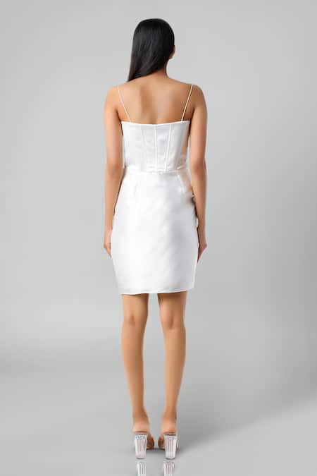 Emblaze White Modal Satin Designer Dress 