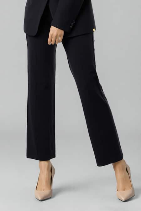 Emblaze Black Viscose, Knit Blazer And Pant Set Online at Aza Fashions Emblaze_Black Viscose, Knit Blazer And Pant Set _Online_at_Aza_Fashions