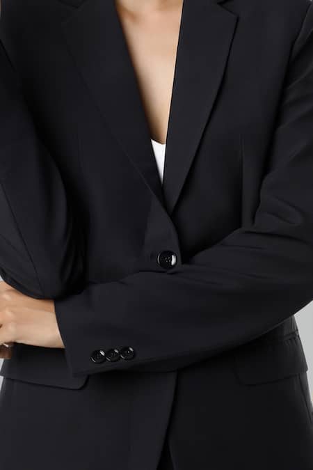 Buy Emblaze Black Viscose, Knit Blazer And Pant Set Online at Aza Fashions Buy_Emblaze_Black Viscose, Knit Blazer And Pant Set _Online_at_Aza_Fashions