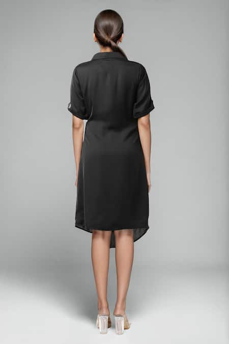 Emblaze Black Modal Satin Designer Dress 