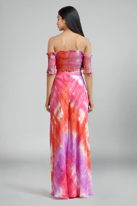 Emblaze Multi-Colour Tie-Dye Crop Top & Pant Set 