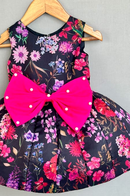 Shop_Label Neeti_Black Organza Pearls Floral Dress _Online_at_Aza_Fashions